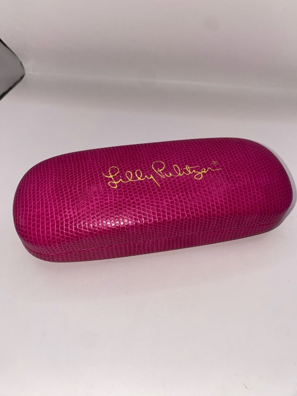 Lilly Pulitzer Hot Pink Textured‎ Sunglasses Case with Gold Logo